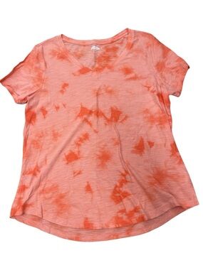 Old Navy Coral Tie-Dye V-Neck Short Sleeve Tee